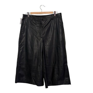 Babaton Black Wide-Leg Faux Leather Culottes